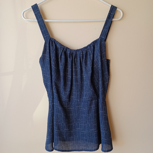 Cabi Women's Sleeveless Top Size 8 Navy & White Smocked Sides Adjustable Straps - Picture 15 of 15